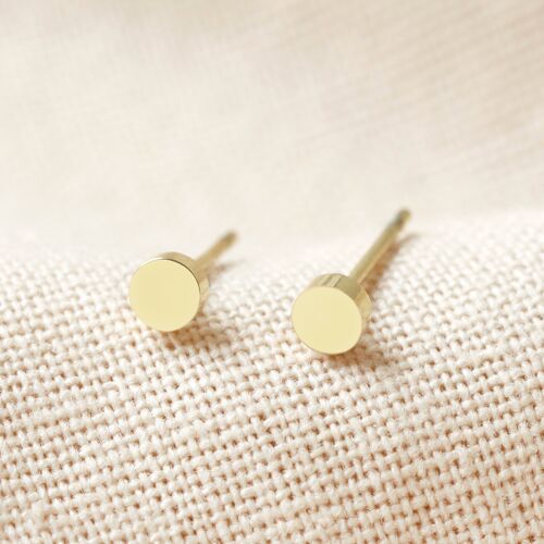 Stainless steel tiny Disc earrings in Gold