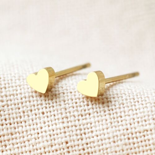 Stainless steel tiny Heart earrings in Gold