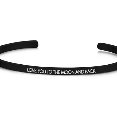 LOVE YOU TO THE MOON AND BACK , in white enamel-Black plated