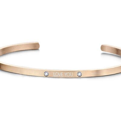 *LOVE YOU* , in white enamel-Rosegold plated