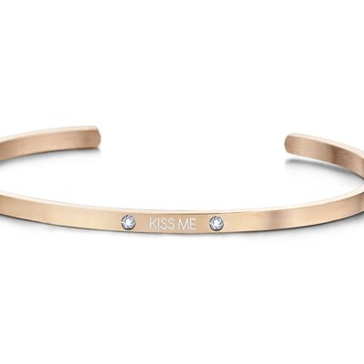 *KISS ME* , in white enamel-Rosegold plated