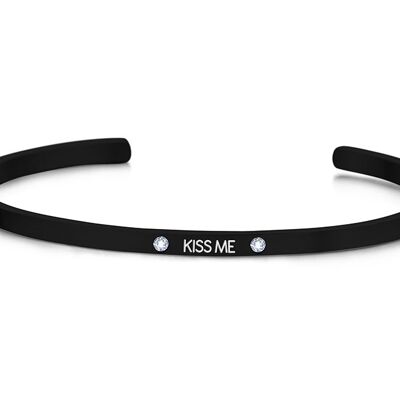 *KISS ME* , in white enamel-Black plated