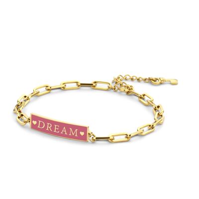 DREAM-pink enamel Gold plated
