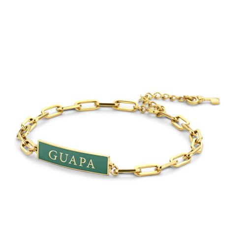GUAPA-green enamel Gold plated