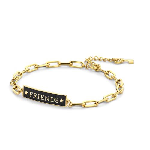 FRIENDS-black enamel Gold plated