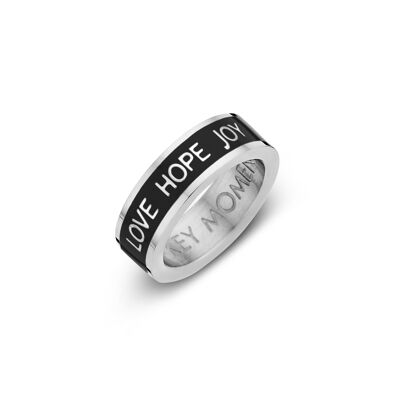 LOVE HOPE JOY-Black Enamel Silver plated