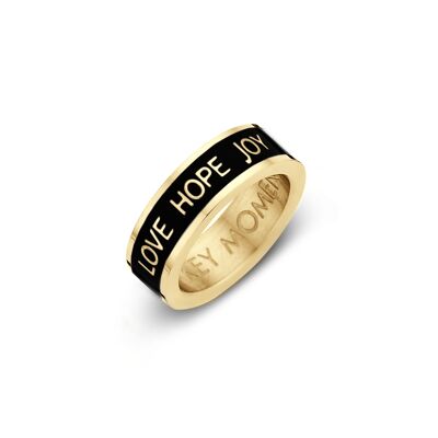 LOVE HOPE JOY-Black Enamel Gold plated