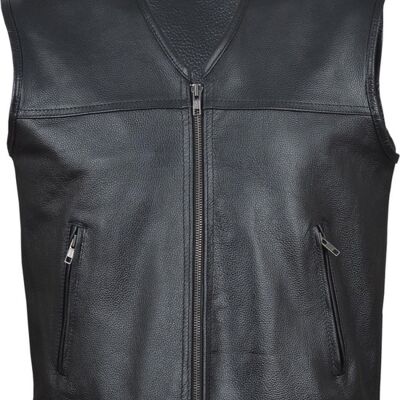 Urban 5884 HD Waistcoat Cow hide Leather Expandable with zipper on the side Black