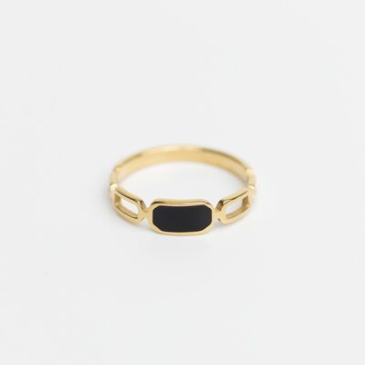 Rº10 - Anillo de acero inoxidable con baño de oro de 14K