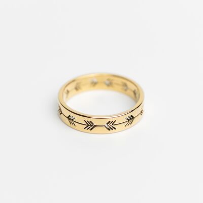 Rº3 - Anillo de acero inoxidable con baño de oro de 14K