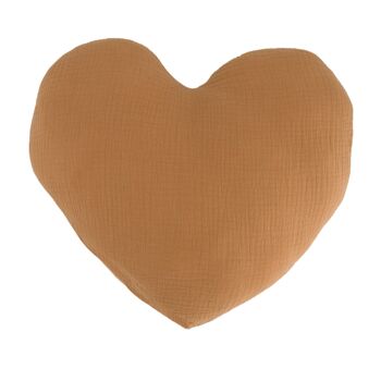 Coussin Cœur Lange noisette 1