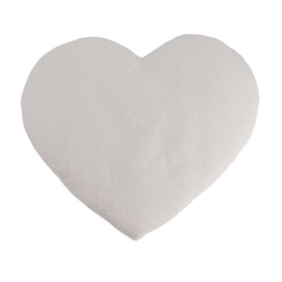 Ecru Plumetis Flat Heart Cushion