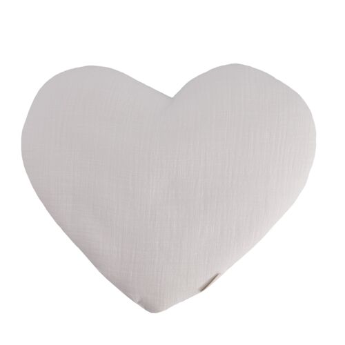 Coussin Cœur Plat Lange blanc