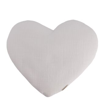 Coussin Cœur Plat Lange blanc 1