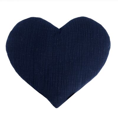 Lange flat heart cushion midnight blue
