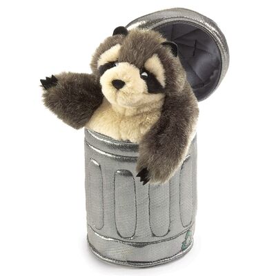 Waschbär im Mülleimer / Raccoon in Garbage Can| Handpuppe 2321