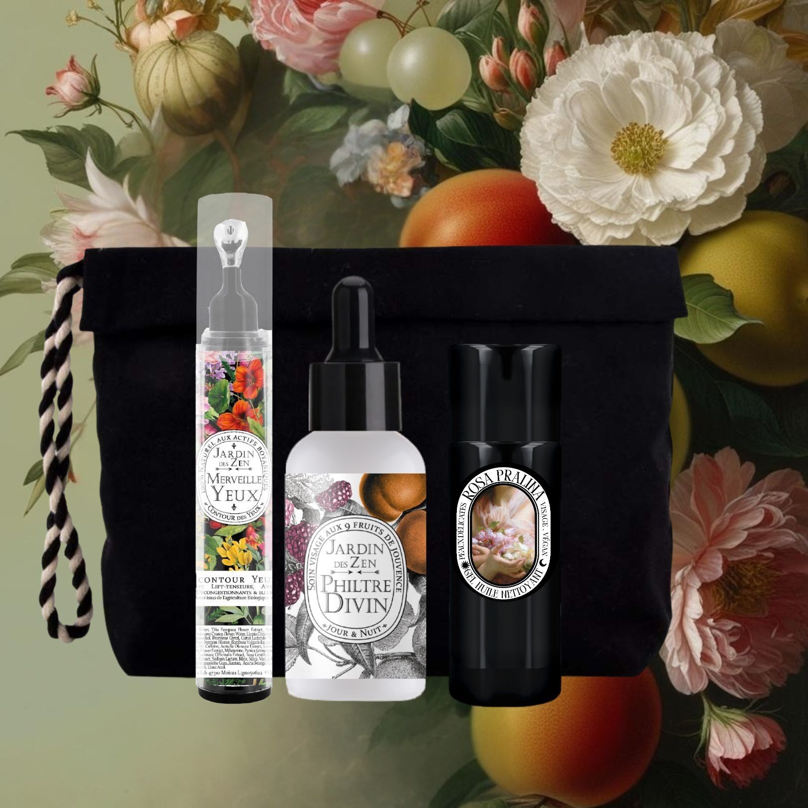 Set regalo Flowers & Fruits: crema giorno e notte, contorno occhi e gel 5 in 1