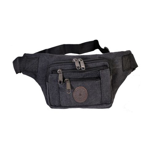 [ 393-1 ] black unisex canvas waistbag