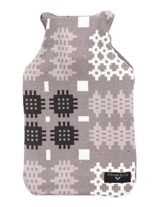 Welsh Tapestry Blanket print Hot Water Bottle grey