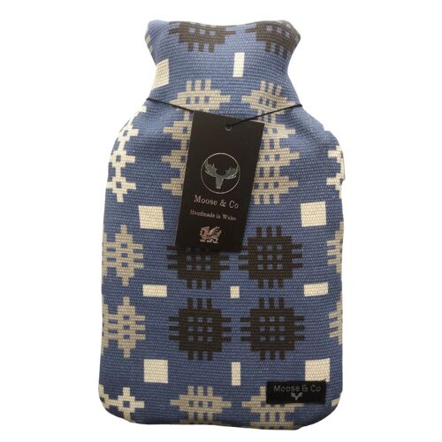 Welsh Tapestry Blanket print Hot Water Bottle blue