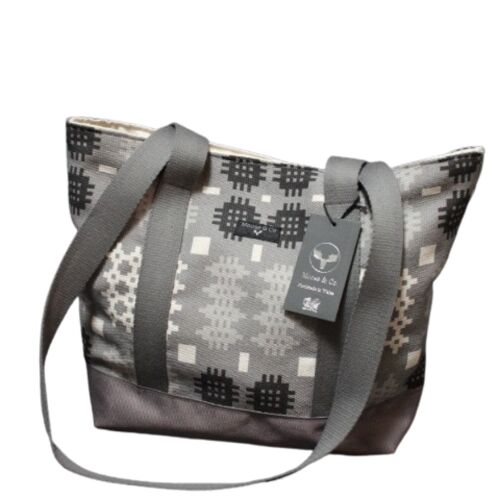 Welsh Tapestry Blanket Print Shoulder Bags grey