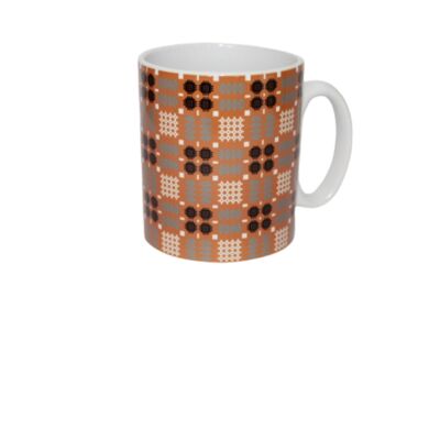 Taza con estampado de manta de tapiz galés cobre