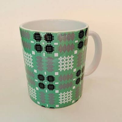 Welsh Tapestry Blanket Print Mug green