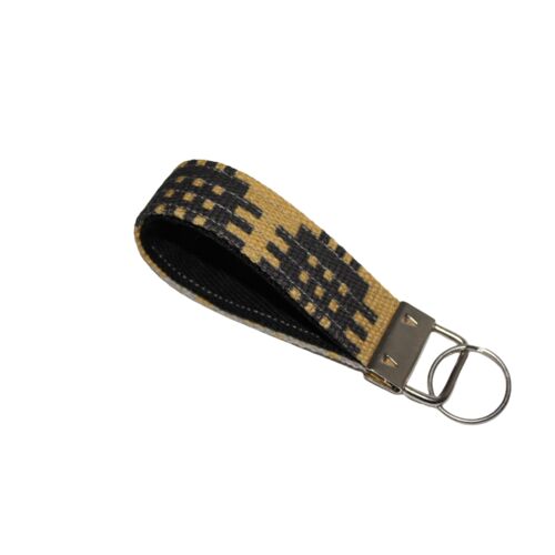 Welsh Tapestry print Key fobs Mustard