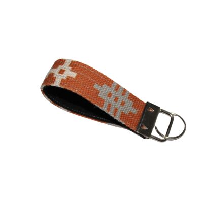 Welsh Tapestry print Key fobs copper orange