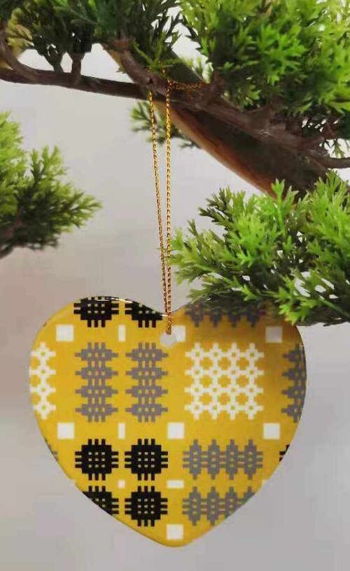 Heart Shaped Baubles Mustard