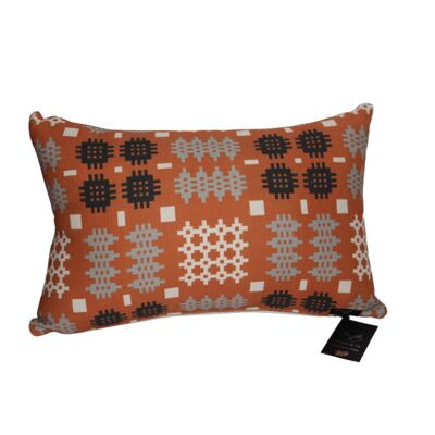 Welsh Tapestry Print Rectangle Cushion copper