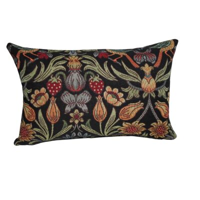 Vintage Style William Morris inspirierte Gobelin Kissen Schwarz