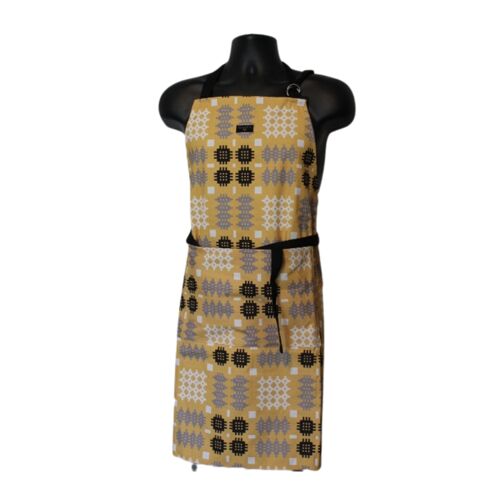 Welsh Tapestry Blanket Print Apron Mustard