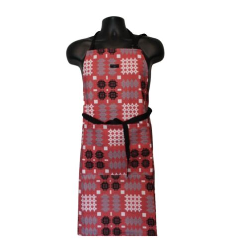 Welsh Tapestry Blanket Print Apron Red