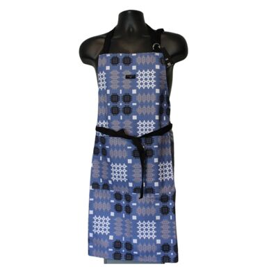 Welsh Tapestry Blanket Print Apron Blue