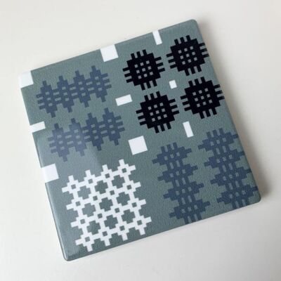 Welsh Tapestry Blanket Print Coaster Grey