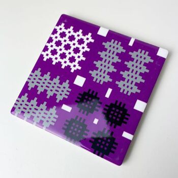 Dessous de verre à imprimé tapisserie galloise violet 2