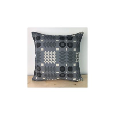 Housse de coussin carrée à imprimé tapisserie galloise seulement gris