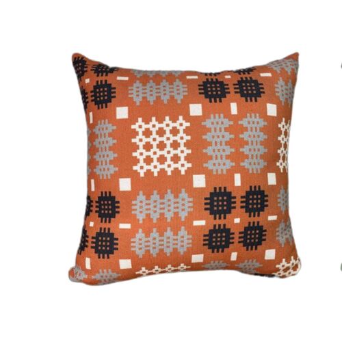 Welsh Tapestry Print Square Cushion Cover Only Copper