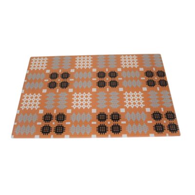 Welsh Tapestry Print Chopping Glass Board Copper