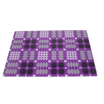 Welsh Tapestry Print Chopping Glass Board Purple