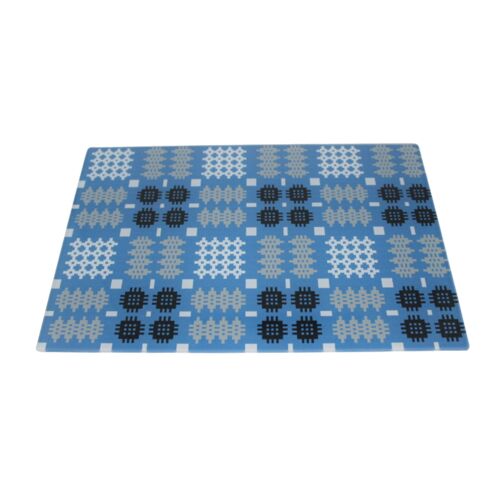 Welsh Tapestry Print Chopping Glass Board Blue
