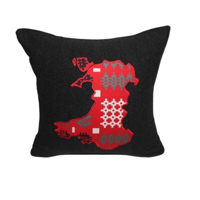 Map of Wales Cushion Red map