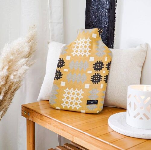 Welsh Tapestry Blanket print Hot Water Bottle 2L Grey