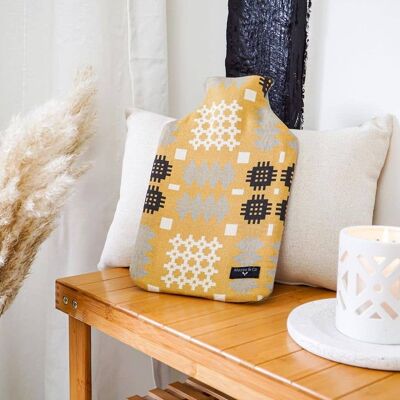 Welsh Tapestry Blanket print Hot Water Bottle 2L Mustard