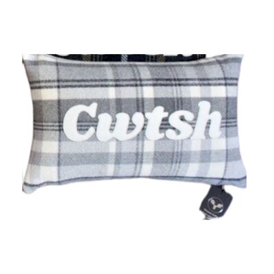 Wool touch personalised cushions Grey check