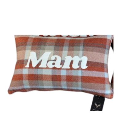 Wool touch personalised cushions Copper check