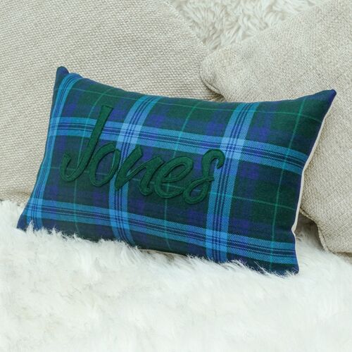 Welsh clan tartan personalised cushions Jones
