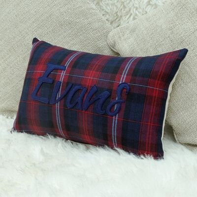 Welsh clan tartan personalised cushions Evans
