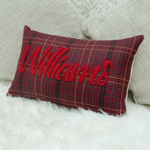 Welsh clan tartan personalised cushions Williams